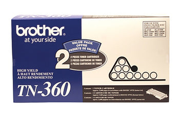 Brother TN-360 Black High Yield Toner Cartridge, 2/Pack (TN3602PK)