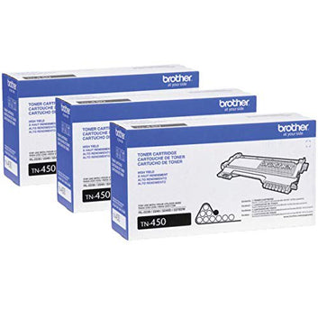 TN450 3-Pack High Yield Black Toner Cartridge with approximately 2,600 page yield/ each cartridge