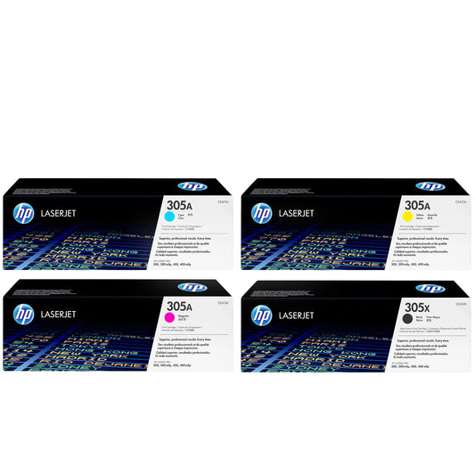 Original HP 305X 305A Set CE410X CE411A CE412A CE413A Black Cyan Magenta Yellow Toner Cartridges
