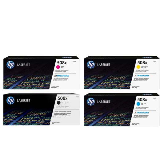 Genuine HP 508X SET | CF360X CF361X CF362X CF363X | Original HP Toner Cartridge - Black, Cyan, Yellow, Magenta