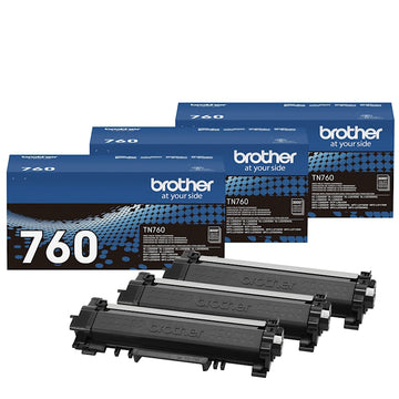 Brother Genuine TN760 "3-Pack" High Yield Black Toner Cartridge with Approximately 3,000 Page Yield/Cartridge