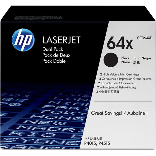 Genuine HP 2-pack CC364X High Yield Black Toner Cartridge, 64XD