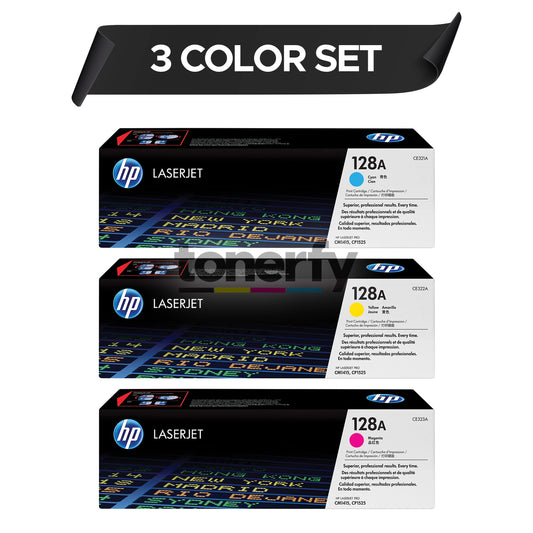 HP 128A Cyan/Magenta/Yellow Standard Yield Toner Cartridge, 3/Pack