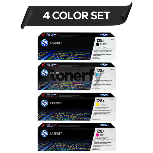 Original HP 128A - 4 Color Pack - CE320A, CE321A, CE322A, CE323A, Standard Yield Toner Set