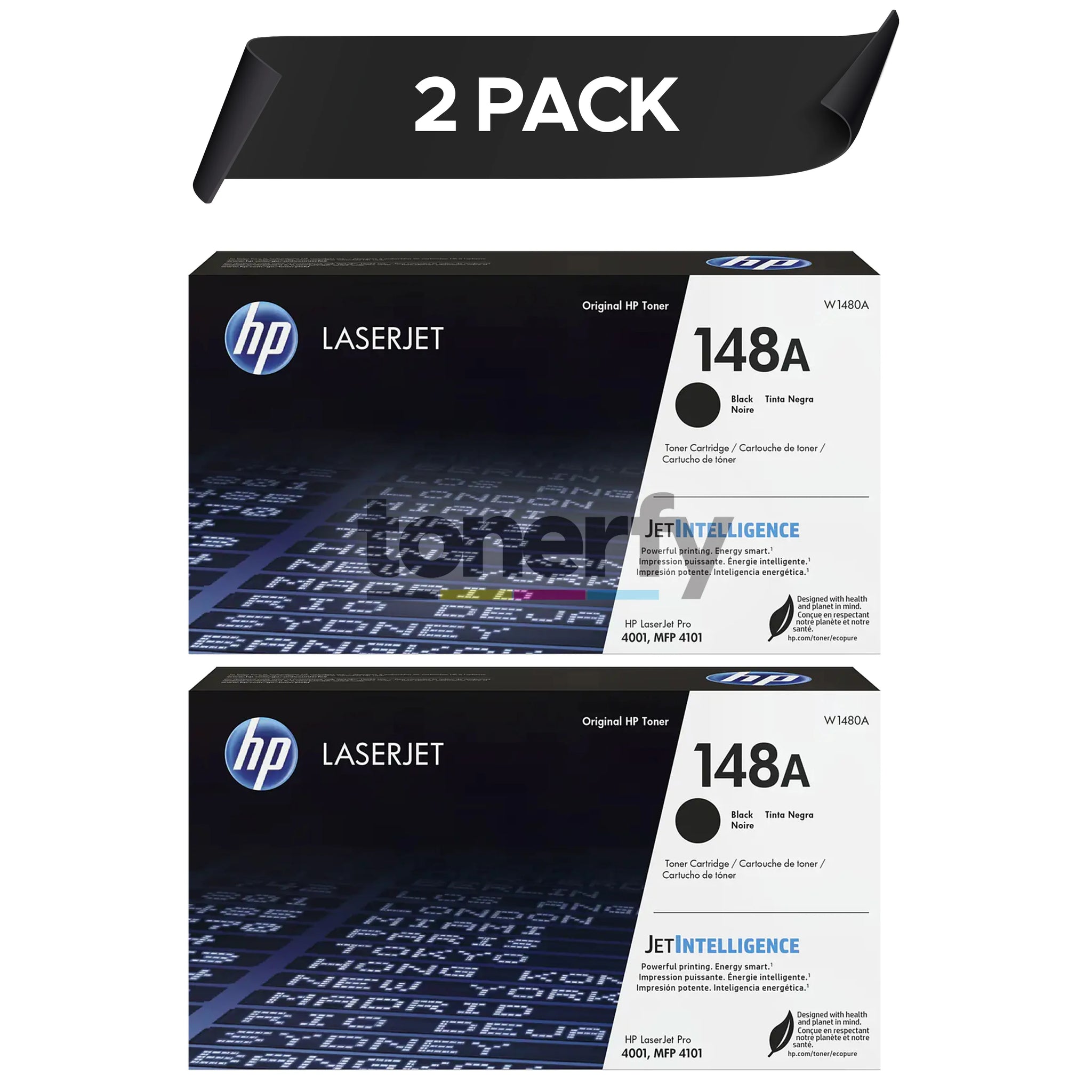 HP Original "2 Pack"148A Black High Yield Toner Cartridges (W1480A)