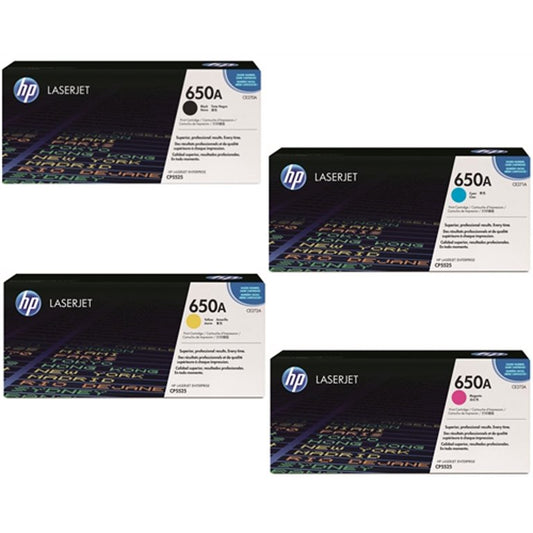 Original HP 650A SET | CE270A CE271A CE272A CE273A |  Toner Cartridge - Black, Cyan, Yellow, Magenta