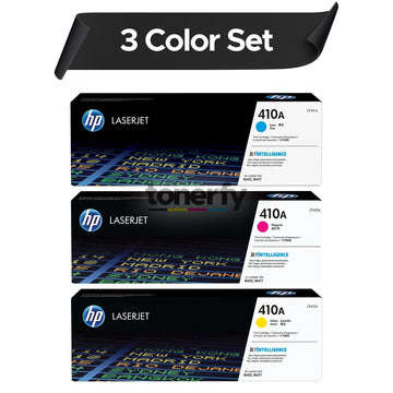 HP ORIGINAL 410A  3 Colors, CF411A, CF412A CF413A  Toner Cartridge Set