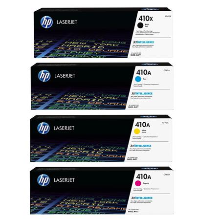 HP ORIGINAL  410X-A  4 Colors, CF410X, CF411A, CF412A CF413A  Toner Cartridge Set