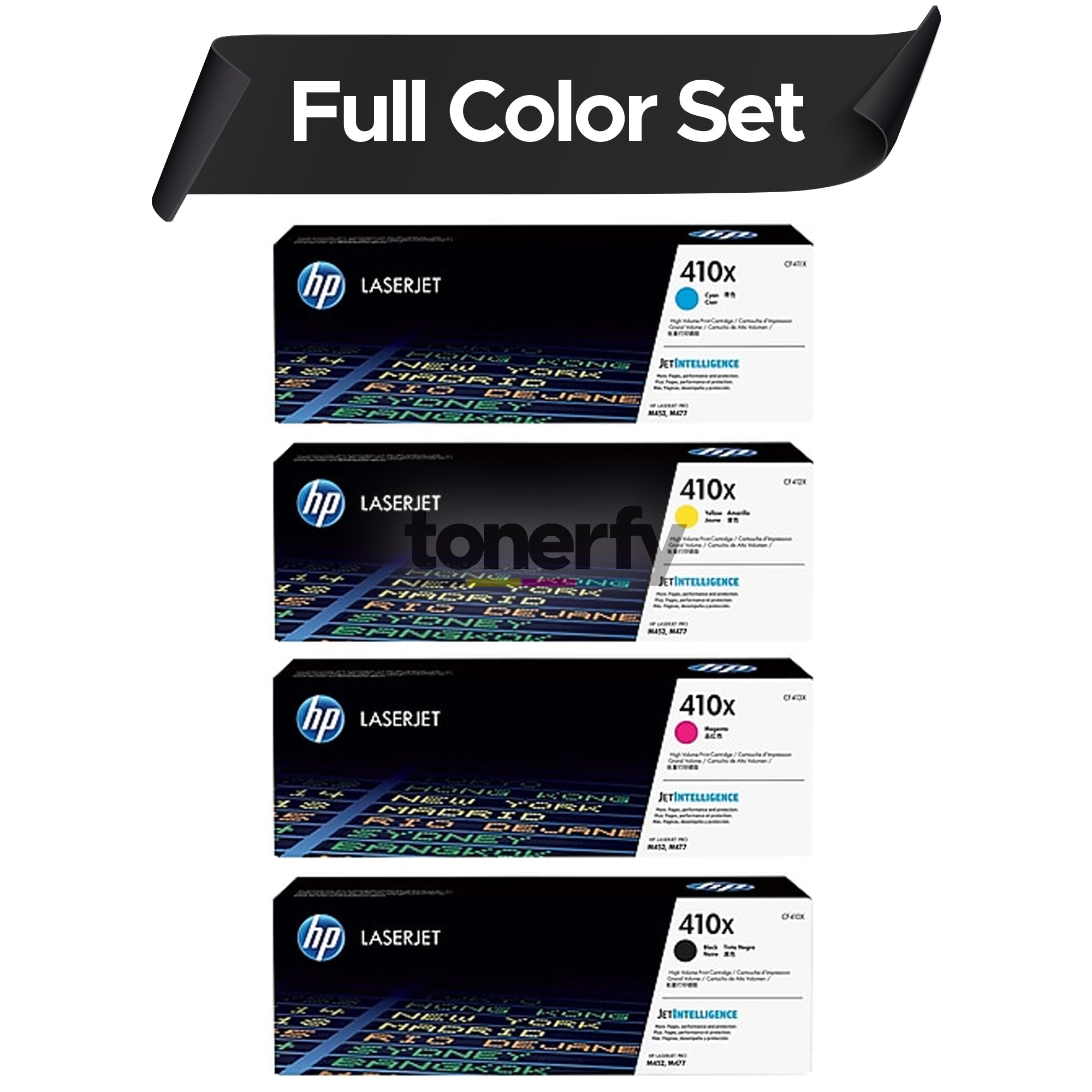 HP ORIGINAL  410X 4 Colors, CF410X, CF411X, CF412X, CF413X  Toner Cartridge Set