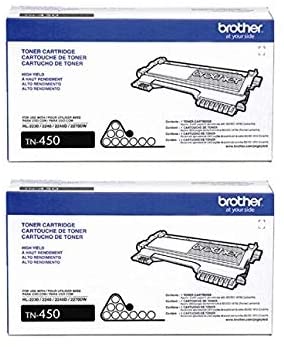 Brother Genuine TN450 2-Pack High Yield Black Toner Cartridge with approximately 2,600 page yield/ each cartridge