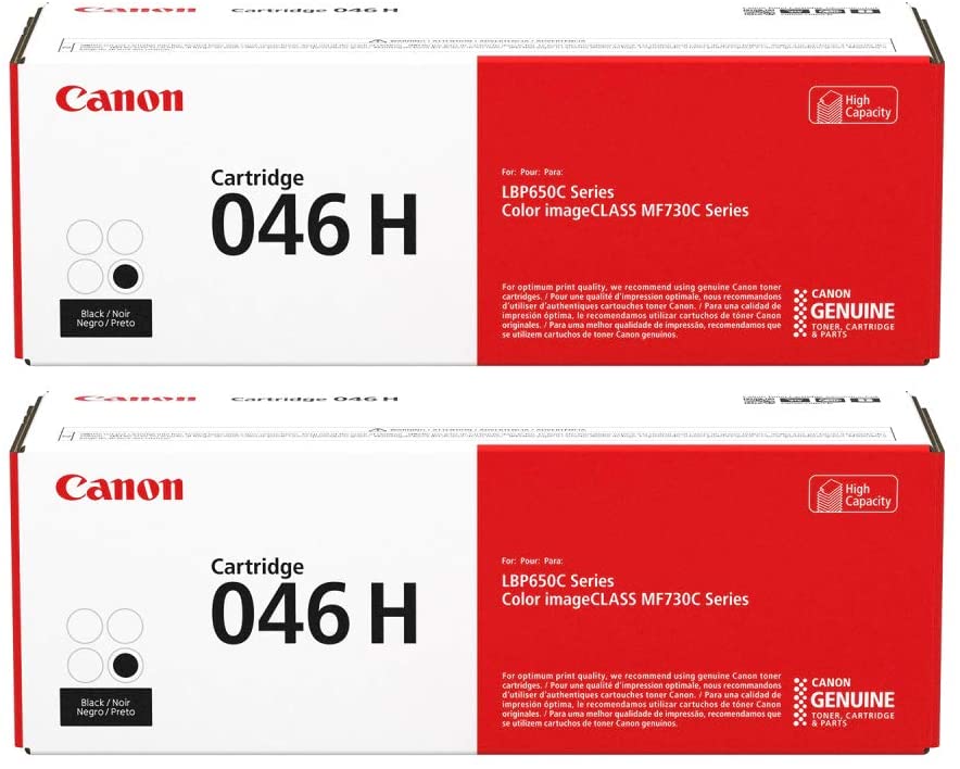 Genuine  Canon "2 Pack" Black 046H High Capacity Laser Toner Cartridge (1254C001)