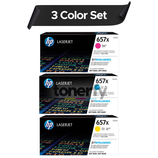 HP 657X Toner Cartridge  3 Color Set  CF471X, CF472X, CF473X