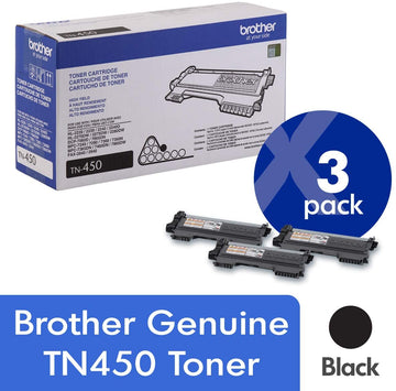 TN450 3-Pack High Yield Black Toner Cartridge with approximately 2,600 page yield/ each cartridge
