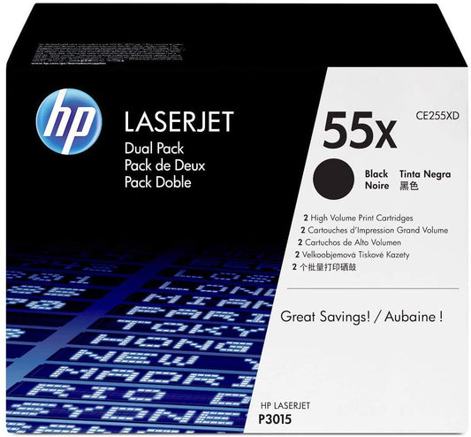 Genuine HP 2/Pack  HP 55X Black Toner Cartridges, High Yield, 2/Pack (CE255XD)