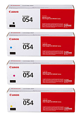 Canon Genuine 054 Standard Yield  4 Colors Toner Cartridge Set Canon Genuine 054 Complete Color Toner Cartridges, Black/Yellow/Cyan/Magenta, 4 Pack