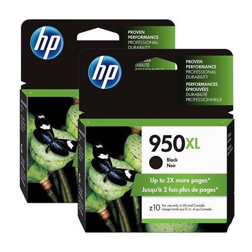 Genuine "2 PACK" HP 950XL (CN045AN#140) Black High Yield Ink Cartridge