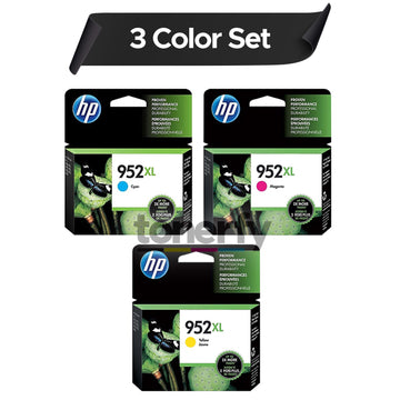 Original HP 952XL Cyan, Magenta, Yellow, High Yield Ink Cartridges, 3/Pack