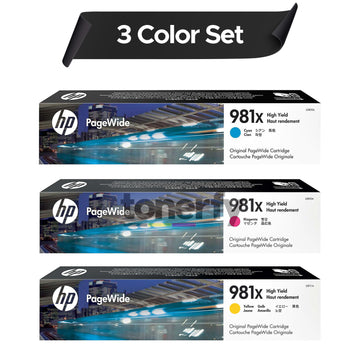 HP 981X Original PageWide Cartridge 3-Color Set, HP L0R09A, L0R10A, L0R11A