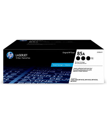 Genuine HP 3/Pack CE285A Black Toner Cartridge, Standard Yield,