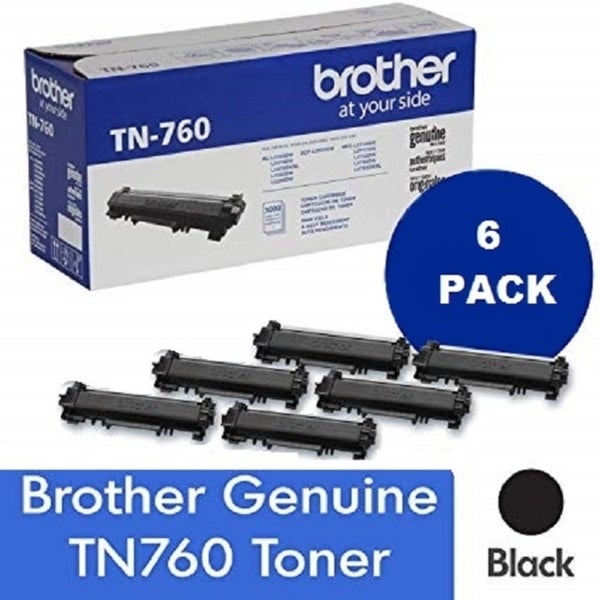 Brother Genuine TN760 6-Pack High Yield Black Toner Cartridge with approximately 3,000 page yield/cartridge