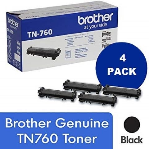 Brother Genuine TN760 4-Pack High Yield Black Toner Cartridge with approximately 3,000 page yield/cartridge