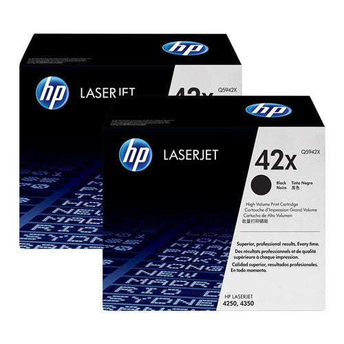 Genuine HP 2/Pack  42X Black High Yield Toner Cartridge (Q5942XD)