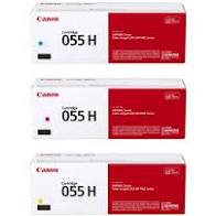 Canon Genuine "3 Pack" 055H  High-Yield CMY Color Toner Cartridges, Cyan/Magenta/Yellow