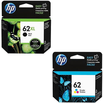 Genuine HP 62XL Black High Yield and Tri-Color Standard Yield Ink Cartridge, 2/Pack (N9H67FN)
